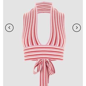 Cider Pink White and Red Crop Halter Top - NBW